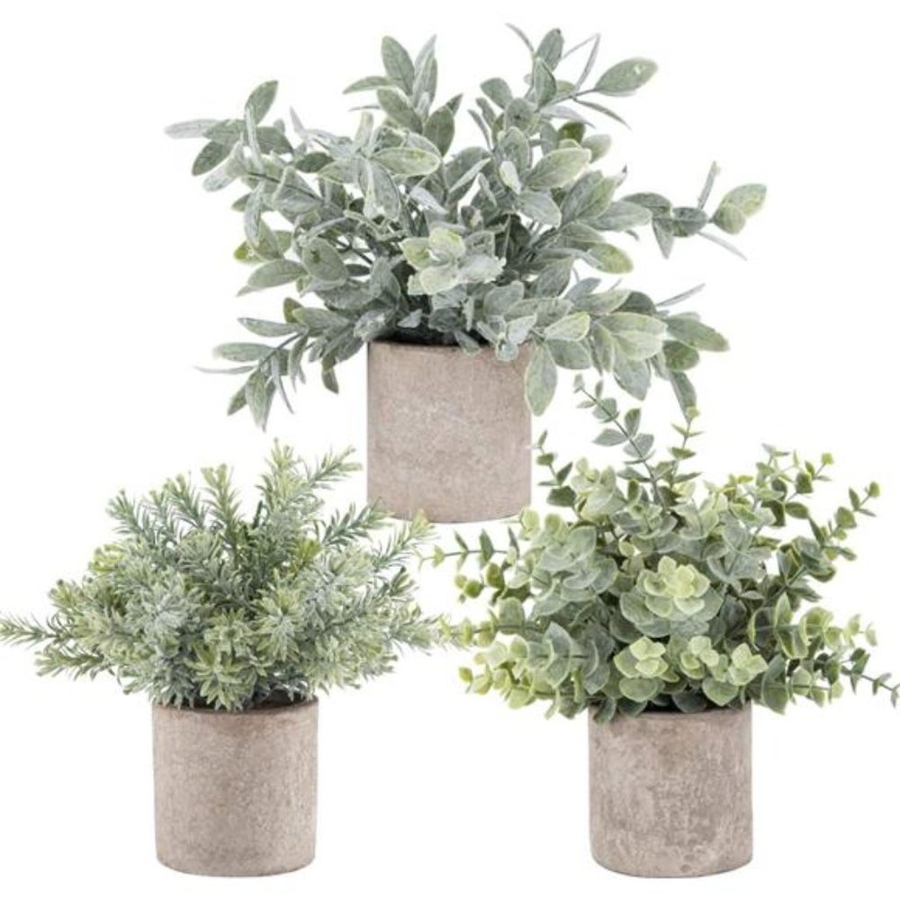 3pcs Mini Potted Fake Plants Artificial Decoration